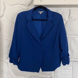 Dress Barn Blue lined jacket W/ ruched sleeve
